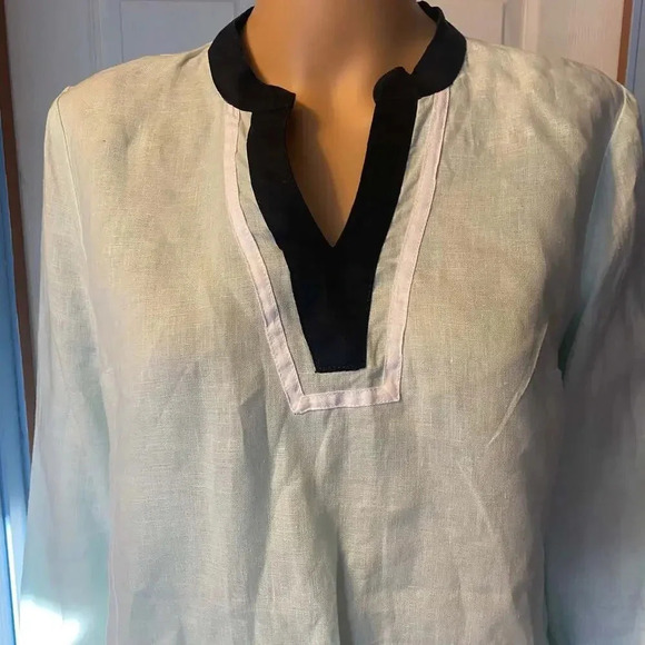 Talbots 100% Linen V Neck Tunic Top Blouse Pullover Women Size SP - Picture 5 of 5